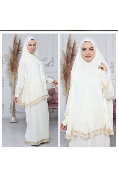 Kutay Collection Διπλό Κομμάτι Εποχιακό Hijab Κεντημένο Γυναικείο Φόρεμα Προσευχής - Ρούχα που δεν ιδρώνουν