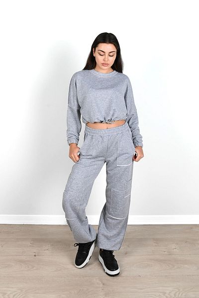 Koza Butik Γυναικείο Σετ Φόρμας Crop με λεπτομέρεια τσέπης 3901-24