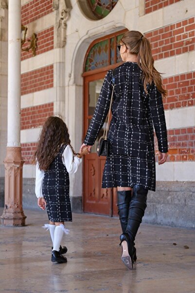 KÜÇÜĞÜM BUTİK Black Tweed Jacket Skirt Set Mother Daughter Design (ALL PRODUCTS SELL SEPARATE)