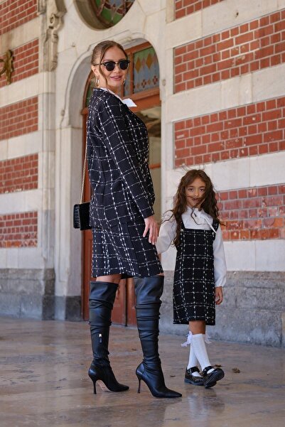 KÜÇÜĞÜM BUTİK Black Tweed Jacket Skirt Set Mother Daughter Design (ALL PRODUCTS SELL SEPARATE)