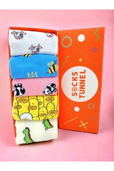 Socks Tunnel Унисекс комплект цветни чорапи с шарки на животни от 5 части