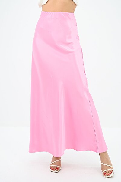 Koza Butik Fusta de damă din satin midi cu talie înaltă - 6275-24