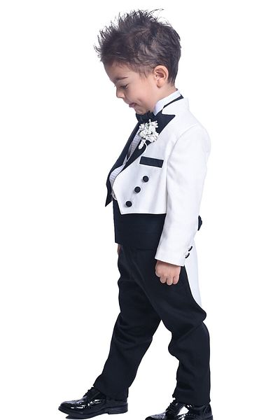 ceocuk White Kids Tuxedo Frock Coat