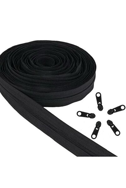 Simline Fermoar pe metru negru 5 metri + 5 cursori pentru capete