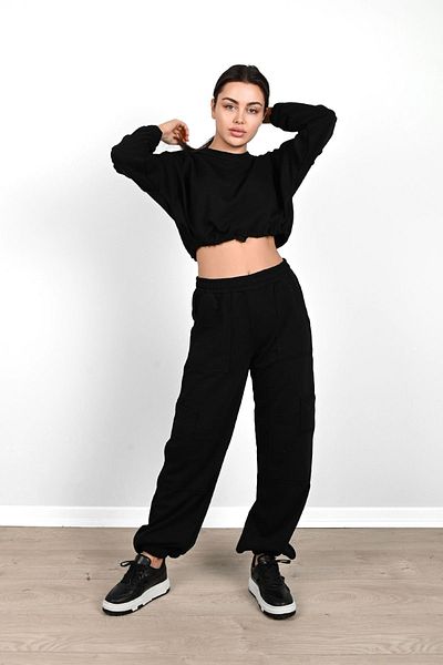 Koza Butik Γυναικείο Σετ Φόρμας Crop με λεπτομέρεια τσέπης 3901-24