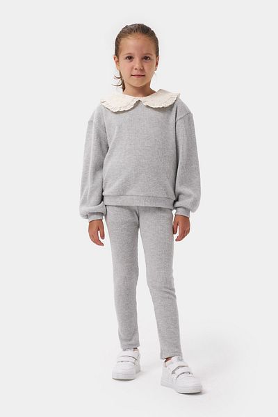 Minipodyum Brode Collar Brushed Set for Girl - Set with Lower Top and Double Leggings
