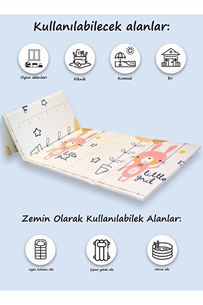 T.M.Q.G Katlanabilir Çocuk Oyun Matı Oyun Halısı 197x128cm