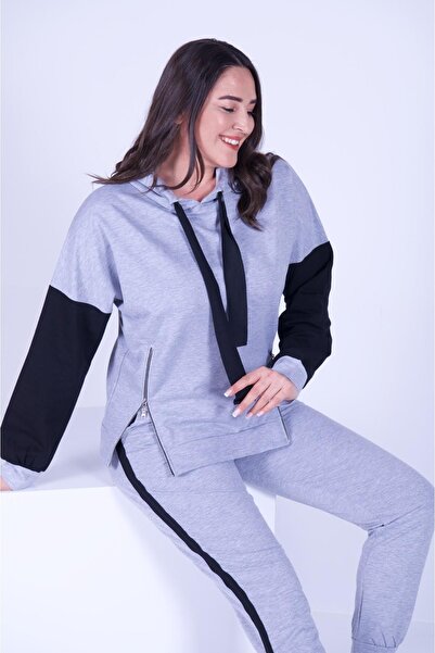 Koza Butik Анцуг голям размер с качулка - страничен цип 9376