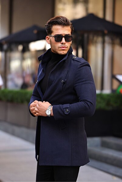 gm giyimarket Чоловіче пальто з довгим рукавом-баулом, що прилягає до тіла