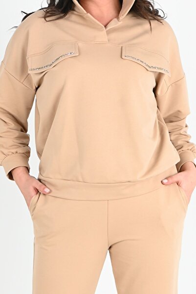 Koza Butik Γυναικείο Σετ αθλητικής φόρμας ισπανικού μεγάλου μεγέθους 8064-24