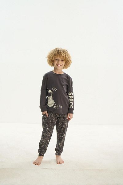 Sevim Boy's Anthracite Long Sleeve Pajama Set - C6T1N7O8