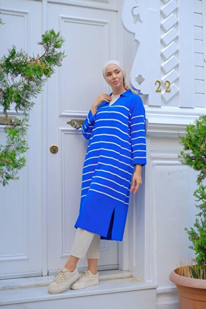 She Olive Striped Hijab Knitwear Tunic\Dress -