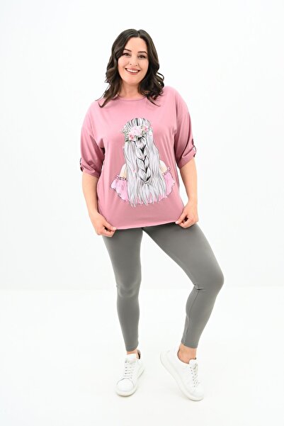 Koza Butik Γυναικείο μπλουζάκι Oversize Plus Size - Off Shoulder 1773-1-24