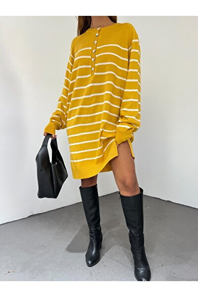 HİJABAYA Πλεκτό τουνίκ - Μισό κουμπί και σχισμή