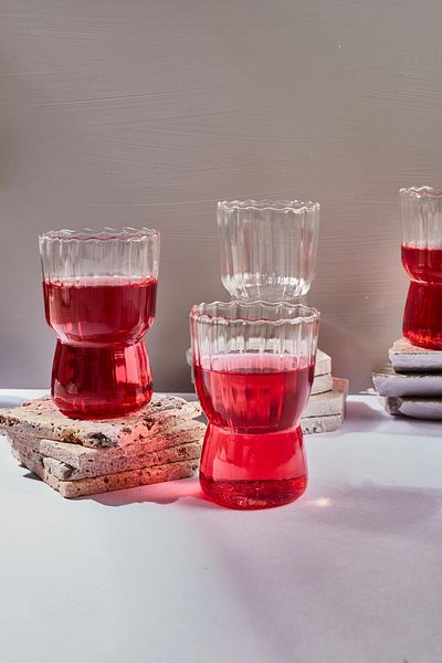 Perotti 15885 Stripe 4-Piece Borosilicate Glass Cup - Transparent - 320 ml