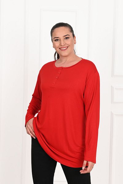 Koza Butik Women's Button Detailed Plus Size Blouse 1376-23