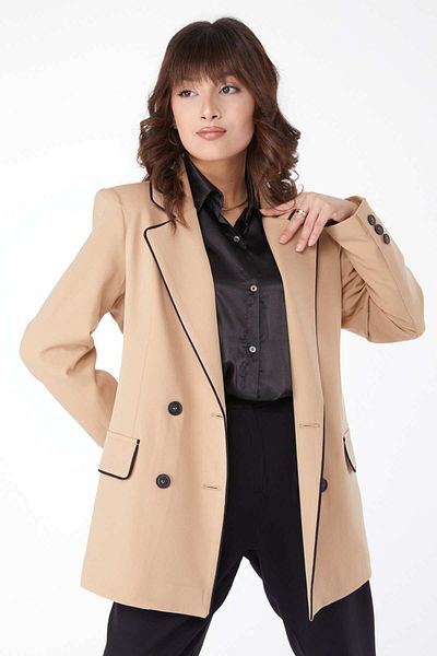 TOFİSA Plain Jacket Collar Women's Mink Belted Jacket - 25032