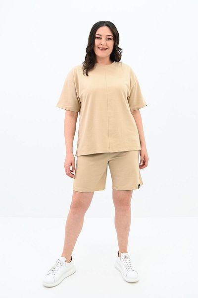 Koza Butik Γυναικείο Σετ Σορτς με Μανίκια Plus Size 8101-24