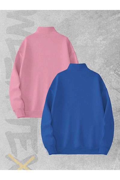 WEARTEX 3 Thread Half Zipper Set of 2 Sweatshirts