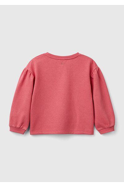 United Colors of Benetton Girl's sweatshirt with logo detail on the back and Printed balloon sleeves