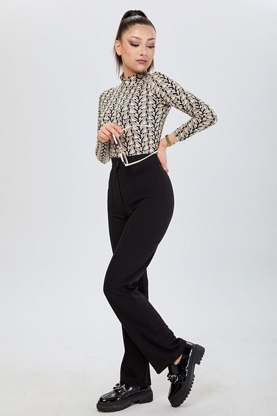 TOFİSA Medium Women's Black Straight Trousers - 24127