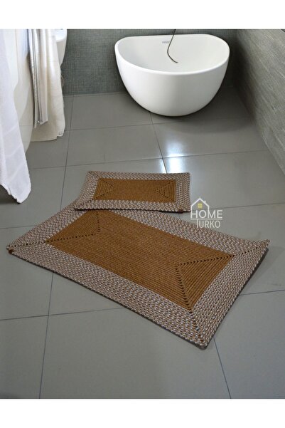 HomeTurko Σετ Bohemian Jute 2 - Χειροποίητο χαλάκι μπάνιου και αντιολισθητικό, διπλής όψης