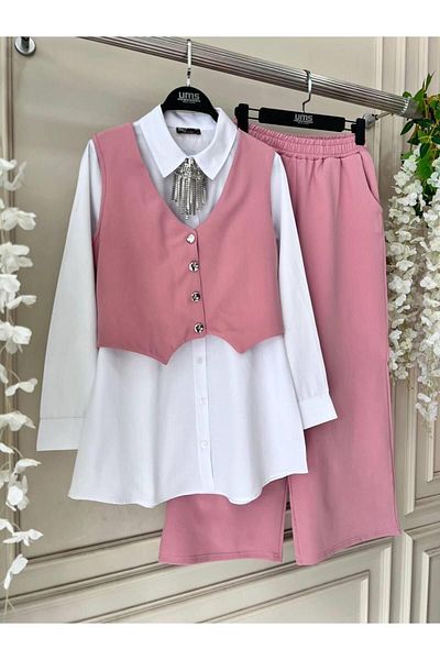 moda periy 3-Piece Hijab Vest-Shirt-Pants Combination
