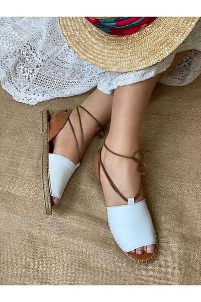 sovrana Genuine Leather Sandals White