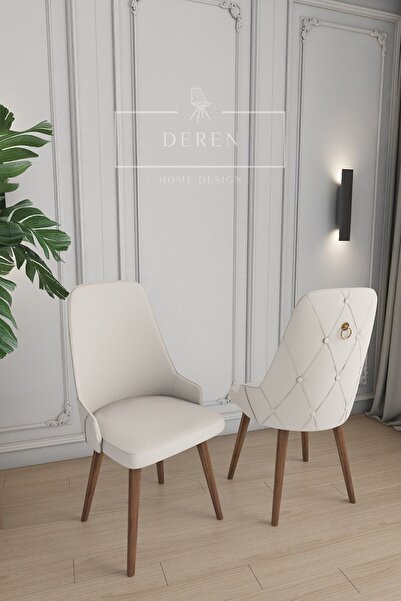 DEREN HOME Fier Serisi 4 Adet Krem Sandalye Mutfak ve Salon Sandalyesi