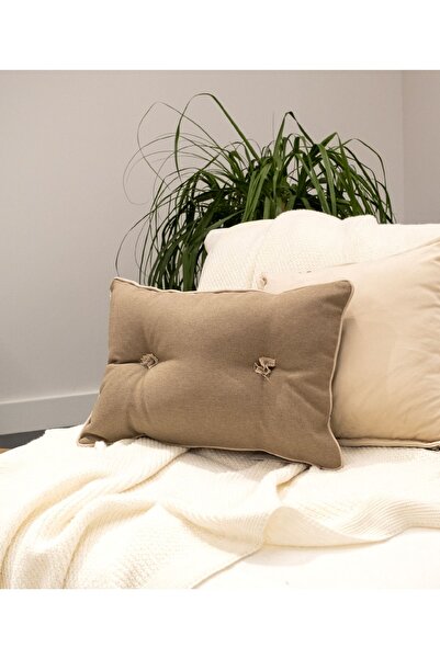 Koza Home Nova Throw Pillow - Καφέ Κρέμα, Διακοσμητικές Χάντρες με Περιτύλιγμ...