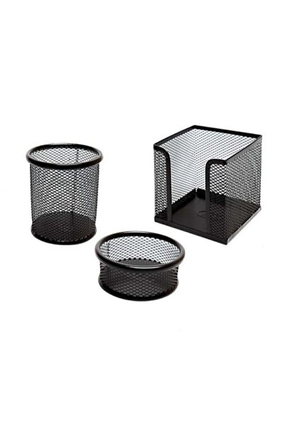 DRT Set suport pentru stilouri din metal, 3 piese, negru