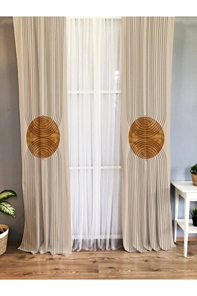 Evmila Modern Desenli Bebek Ve Çocuk Odası Tek Kanat Fon Perde - Kahverengi