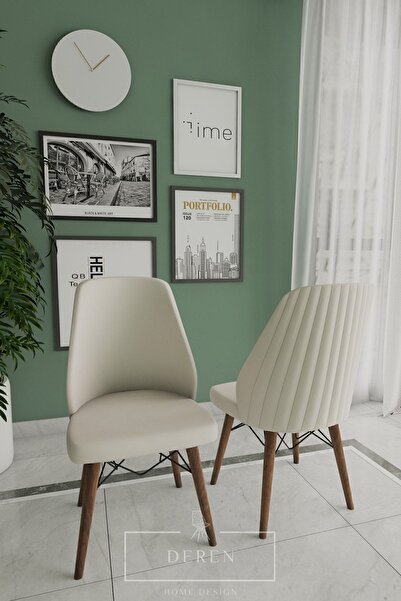 DEREN HOME Mabel Serisi 6 Adet Krem Mutfak Ve Salon Sandalyesi