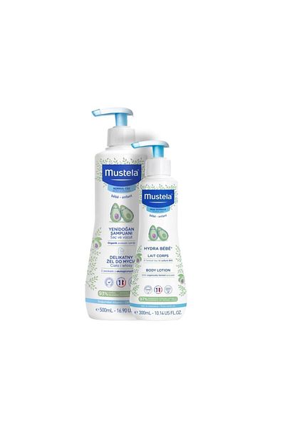 Mustela جل منظف لطيف 500 مل + لوشن هيدرا للأطفال 300 مل| مجموعة الحجم الأصلي