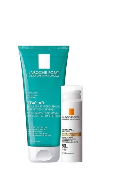 La Roche Posay Anthelios Spf 50+ Güneş Kremi 50 Ml + Effaclar Mikro-peeling Arındırıcı Jel 200 Ml