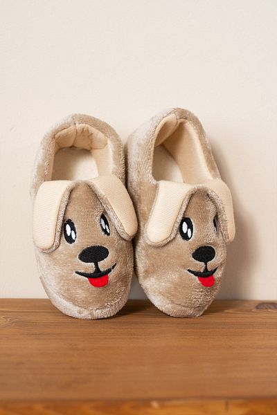 AlbiShoes Παιδικές παντόφλες Unisex με βαμβακερή επένδυση - Παπούτσια νηπιαγωγείου για το σπίτι με φιγούρα σκύλου