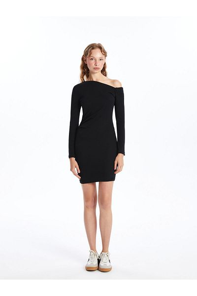 LC Waikiki Boat Neck Detailed Women's Dress