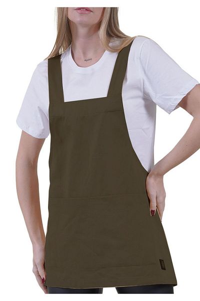 Exve Exclusive Khaki Green Basic Double Pocket Apron - For Chef, Barista, Worker and Kitchen