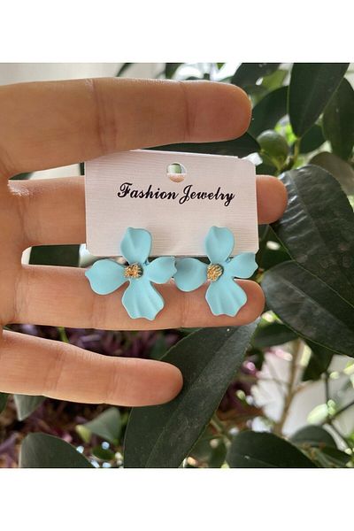Arescollection FLOWER MOTIF A QUALITY WOMEN'S EARRINGS WITH STEEL BACKS