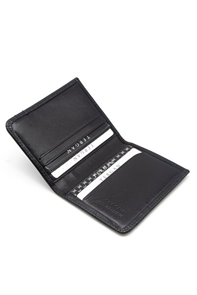 Tergan Leather Unisex Credit Card Holder Black - 1663B06