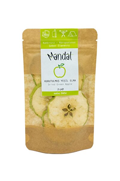 Mandal 25 جرام تفاح أخضر مجفف - شرائح فواكه مجففة