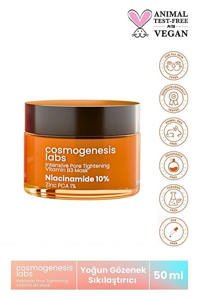 Cosmogenesis Labs قناع فيتامين ب3 نياسيناميد لتضييق المسام 50 مل نباتي للوقاية من حب الشباب (10% NIACINAMIDE)