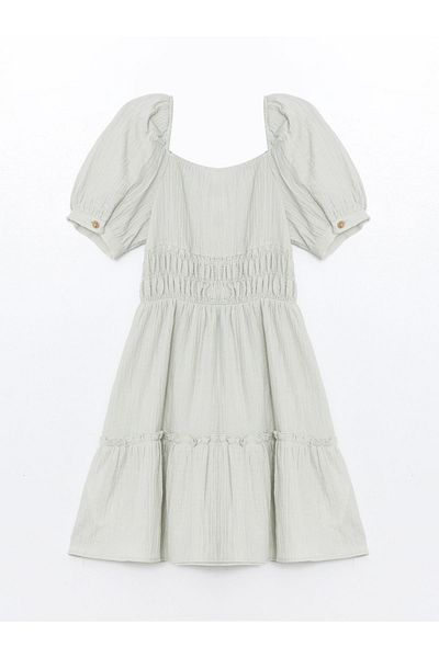 LC Waikiki Short Sleeve Square Collar Girl's Dress