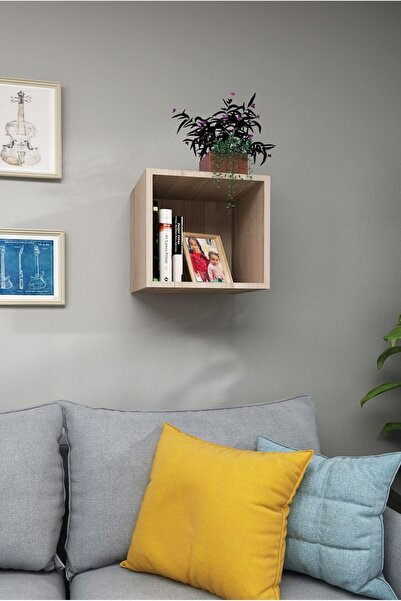 Dekormer Design Kitaplık Kare Duvar Rafı Tekli Arkalıklı Mobilya Takım Cordoba