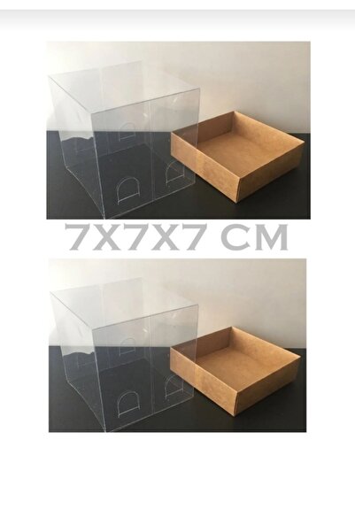 BOXSTATION 7x7x7 Asetat Kapaklı Kraft Kutu 25 Adet