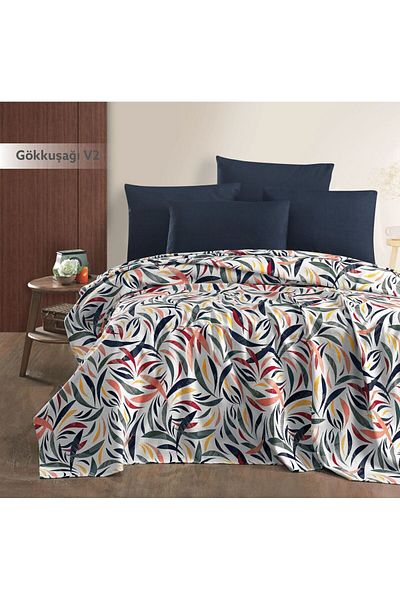Denia Home Textile مفرش سرير بيكيه مطبوع مزدوج - 100% قطن