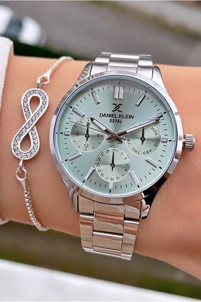 Daniel Klein Silver Colored Women's Wristwatch and Bracelet Gift