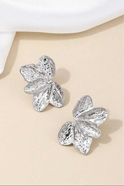 KYOLA DESİGN حلق زهرة كبيرة فضية اللون