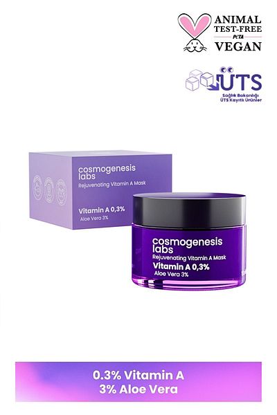 Cosmogenesis Labs قناع فيتامين أ المنشط 50 مل نباتي مضاد للجفاف ومجدد (0.3٪ ريتينول - 3% فيرا الصبار)