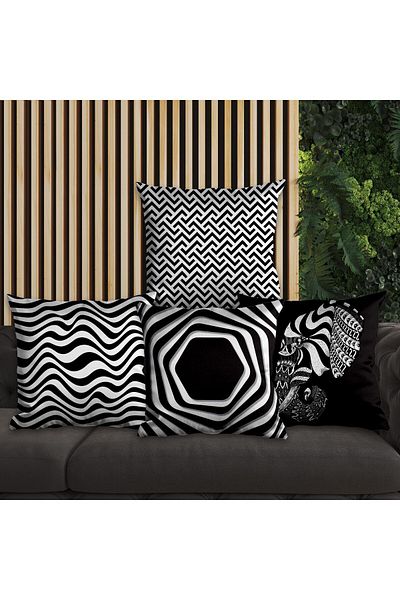 EJOYA 45cm Linear Design 4-piece Pillow and Throw Pillow Set - 113855